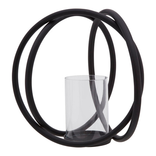 Aura Matte Black Medium Candle Holder