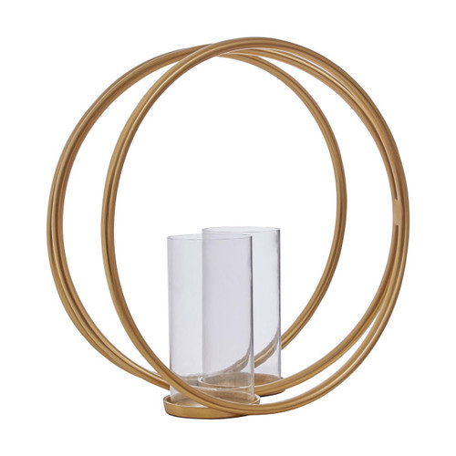 Aura Large Gold Double Candle Holder