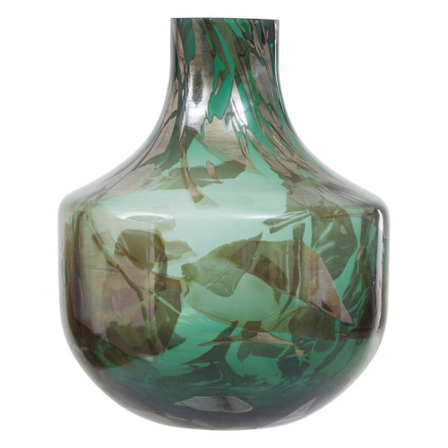 Herbie Green and Gold Large Glass Vase