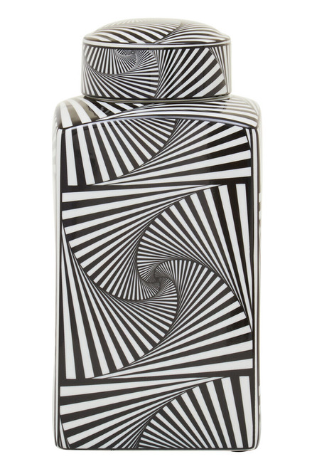 Doria Small Black And White Ceramic Jar