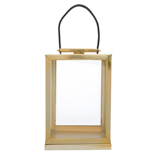 Herber Small Gold Steel With Hair On Leather Handle Lantern