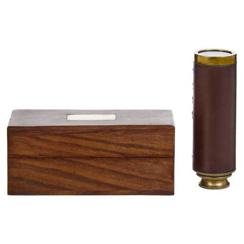 Churchill Brown Leather Effect Telescope with Box