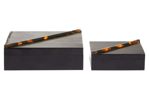Roma Set Of Two Tortoise Shell Trinket Boxes
