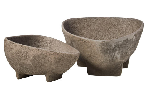 Deriva Set Of 2 Textured Grey Bowls