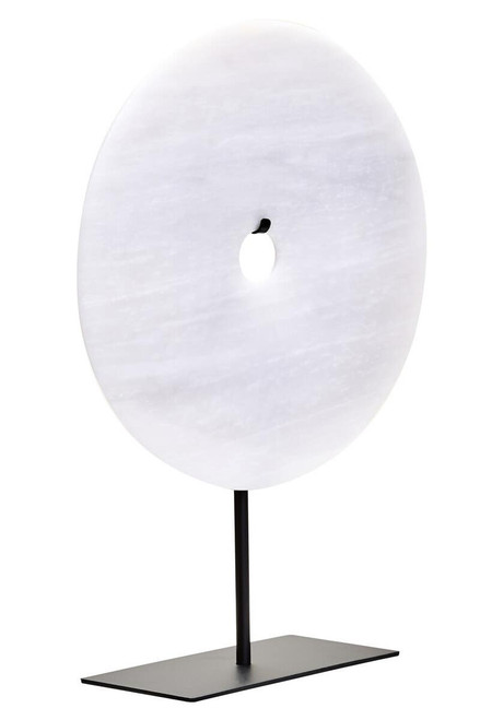 Zoro Large Round Grey Marble Disc Sculpture