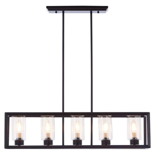 Aliko 5 Bulb Matte Black Pendant Lamp