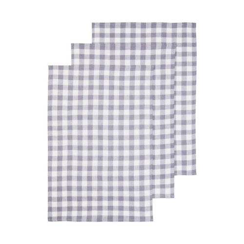 Doro Set of Three Grey and White Tea Towels