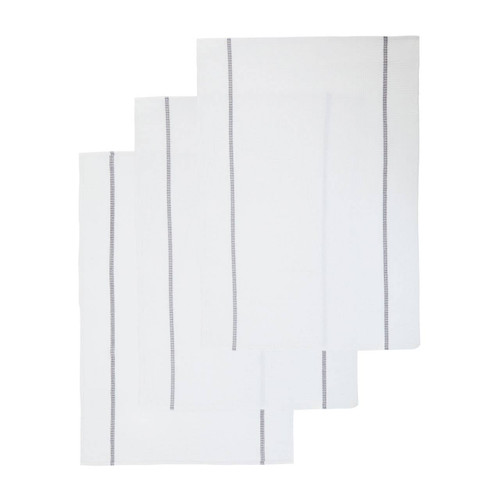 Doro Set of Three Waffle White and Grey Voilet Tea Towels