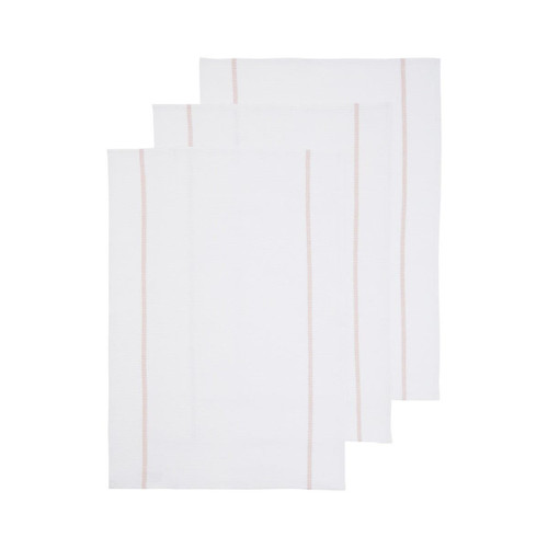 Doro Set of Three Waffle White and Almond Tea Towels
