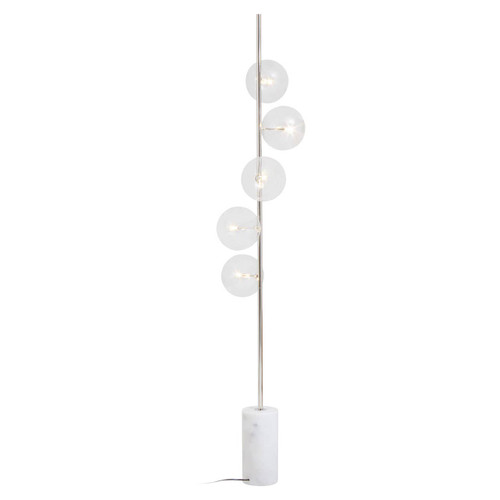 Abira Nickel and White Marble Floor Lamp