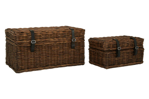 Argento Brown Rattan Storage Trunks- set of 2