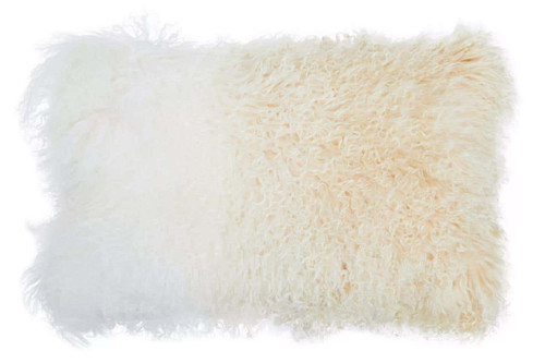 Bosie Real Mongolian Fur Natural Ombre Rectangular Cushion