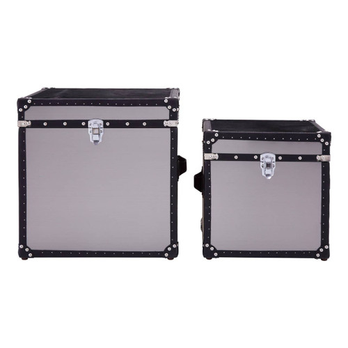 Black/White Genuine Cowhide Storage Trunk Set