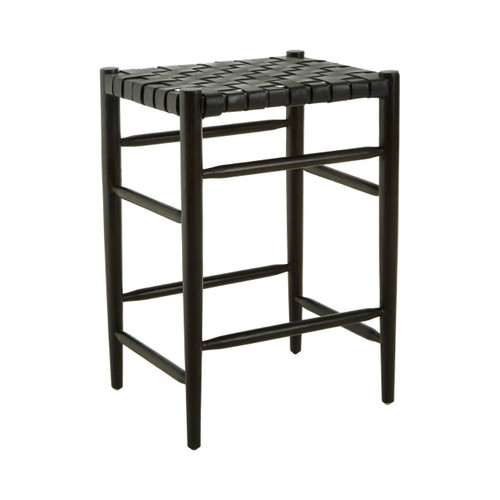 Kendari Black Woven Leather Bar Stool