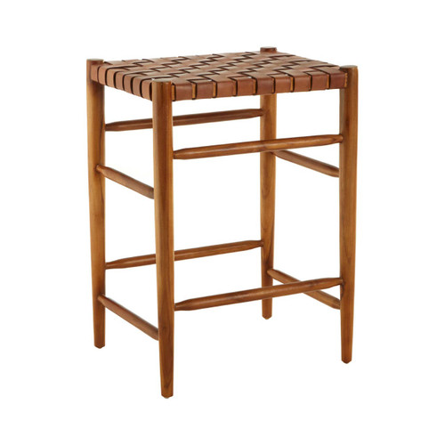 Kendari Brown Woven Leather Bar Stool