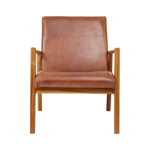 Kendari Brown Leather Curved Seat Chair