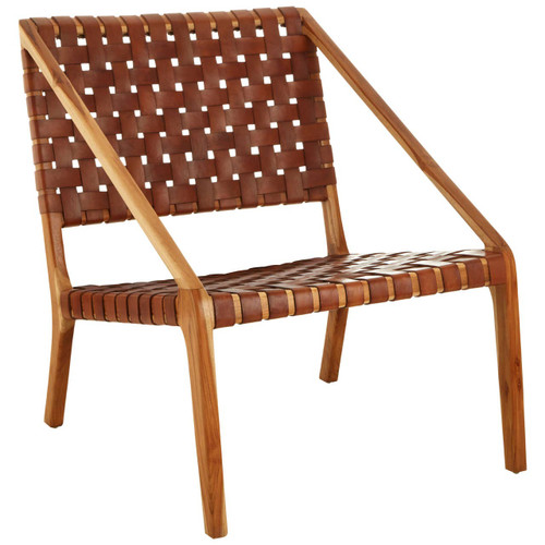Kendari Brown Woven Leather Chair