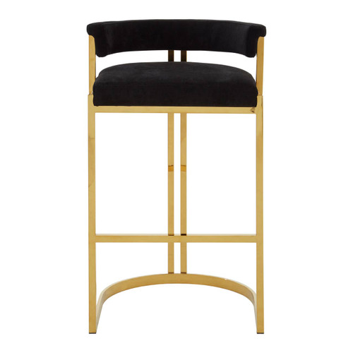 Piermount Black Velvet & Gold Bar Stool