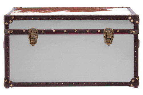 Kensington Townhouse Brown And White Genuine Cowhide Storage Trunk