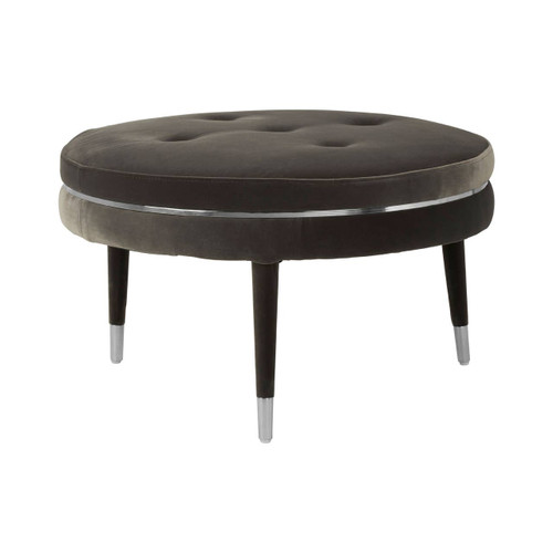 Manhattan Black Velvet Footstool