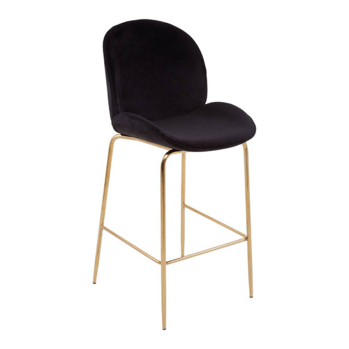 Tamzin Black Velvet Gold Finish Bar Chair