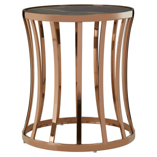 Tula Rose Gold Finish Round  Side Table