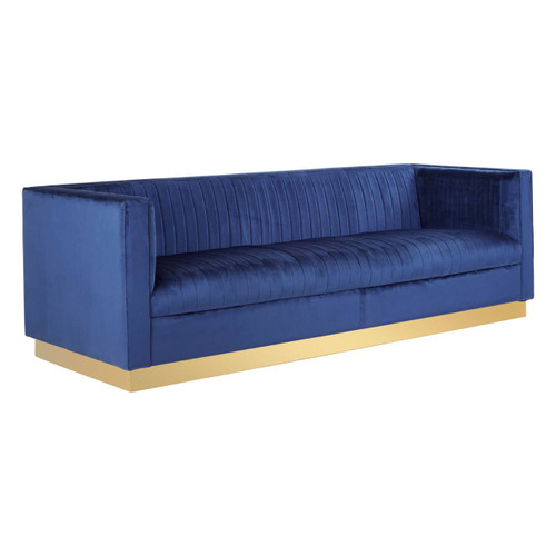 Opal 3 Seat Deep Blue Sofa