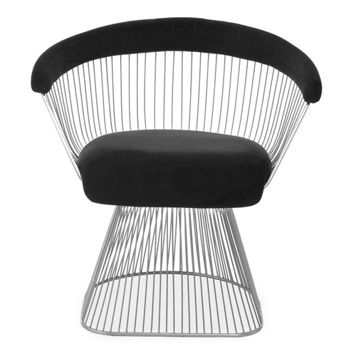 Anzio Black Velvet and Brushed Silver Chair