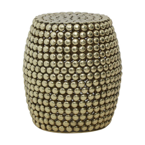 Templar Gold Finish Beaded Barrel Stool