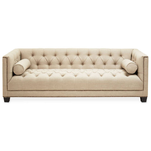 Surina Three Seat Stone Fabric Sofa
