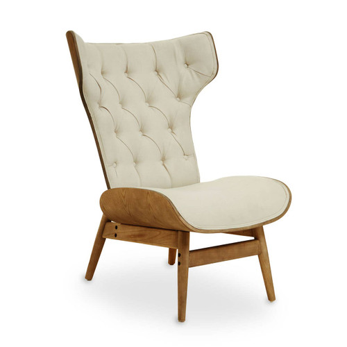 Vinsi Beige Fabric Chair With Winged Back