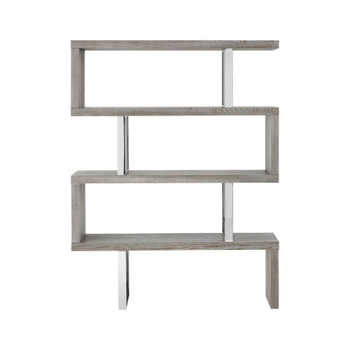 Ulmus Grey Elm Wood 4 Tier Bookshelf
