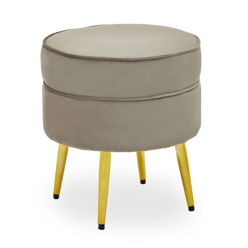 Tamra Round Velvet Gold Leg Footstool