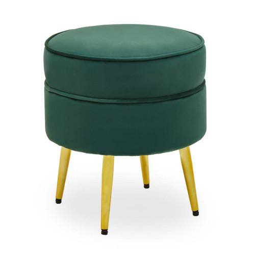 Tamra Round Velvet Gold Leg Footstool