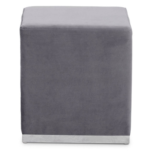 Hagen Square Stool with Grey Velvet