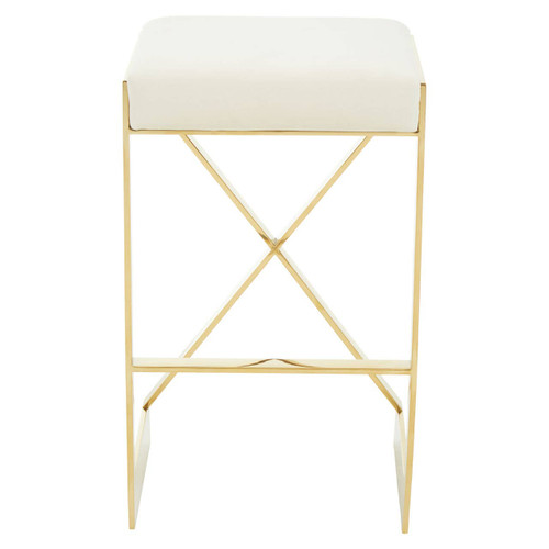 Azalea Ivory and Gold Finish Bar Stool