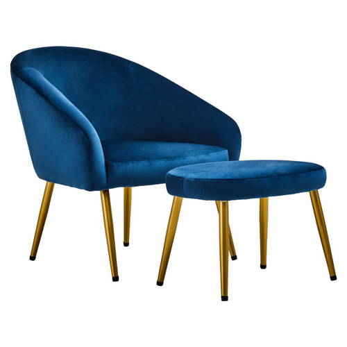 Yasmeen Midnight Blue Chair and Footstool