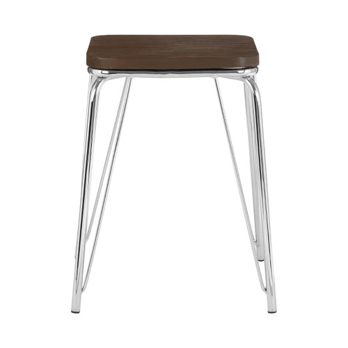 District Chrome Metal / Elm Small Wood Stool