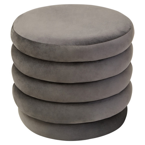 Helen Graphite Velvet Round Footstool