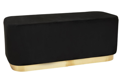 Hartford Black Velvet Bench With Matte Gold Base
