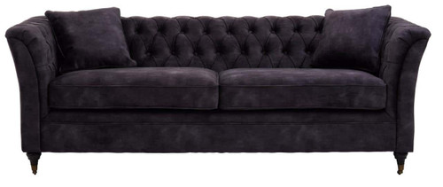 Sabrina Three Seat Grey Velvet Sofa