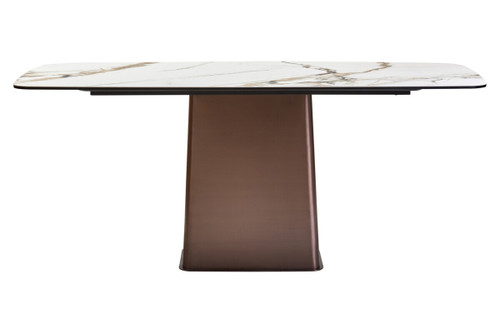 Imperia White Ceramic Marble Effect Rectangular Dining Table