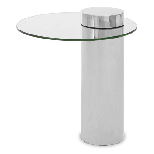 Oria Clear Glass Silver Base Side Table
