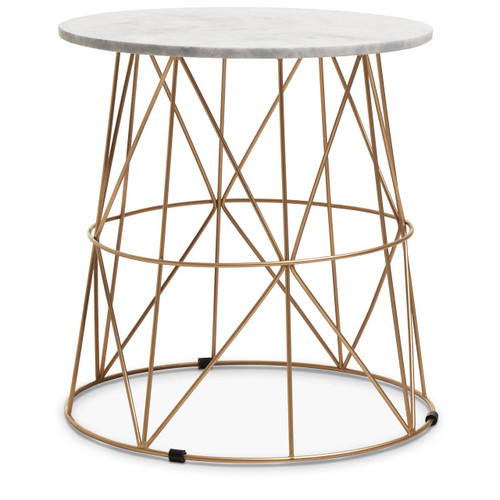 Mandoli White Marble Round Side Table