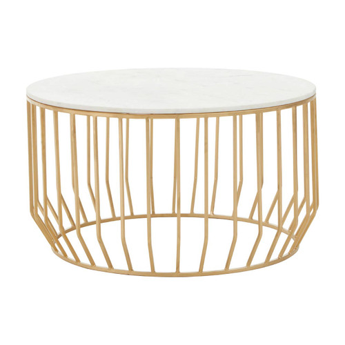 Pali White Marble Coffee Table with Gold Base