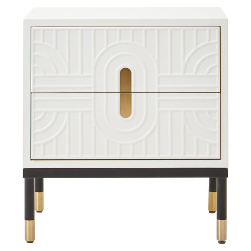 Danta 2 Drawer Side Table in Off White