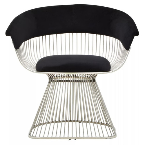 Vogue Black Velvet and Silver Frame Chair