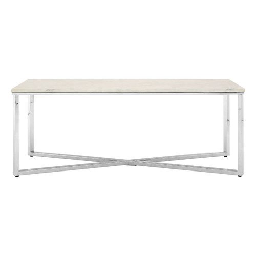 Allure White Faux Marble Chrome Coffee Table