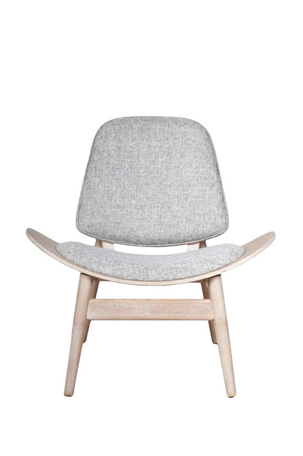 Vinsi Beige Fabric Chair With White Wash Elm Wood