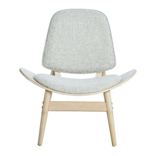 Vinsi Grey Fabric and Washed Elm Wood Chair